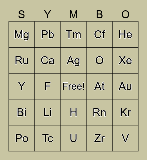 Symbo Card Bingo Card