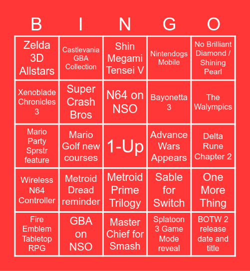 September Direct Bingo Card