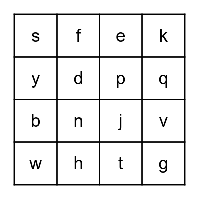 Alphabet Bingo Card