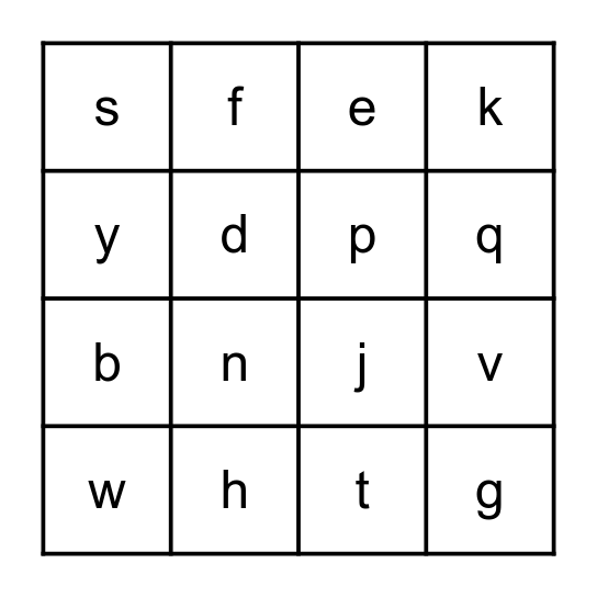 Alphabet Bingo Card
