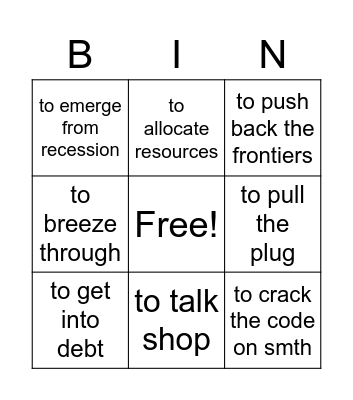Student A Bingo Card