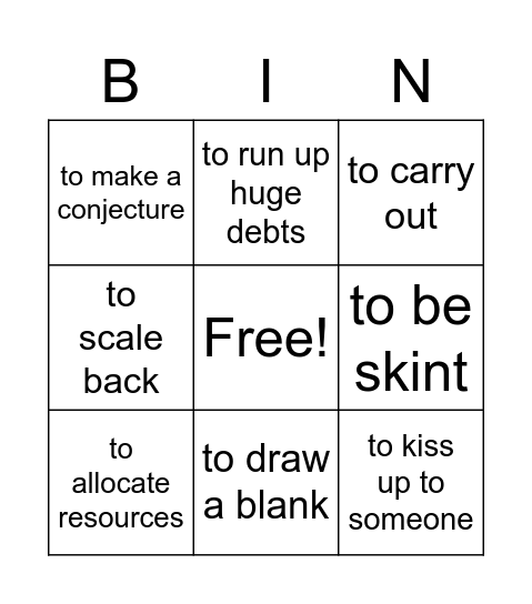 Student C Bingo Card