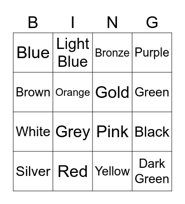 Color Bingo! Bingo Card