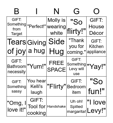 Molly's Wedding Shower Fiesta! Bingo Card