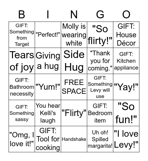 Molly's Wedding Shower Fiesta! Bingo Card