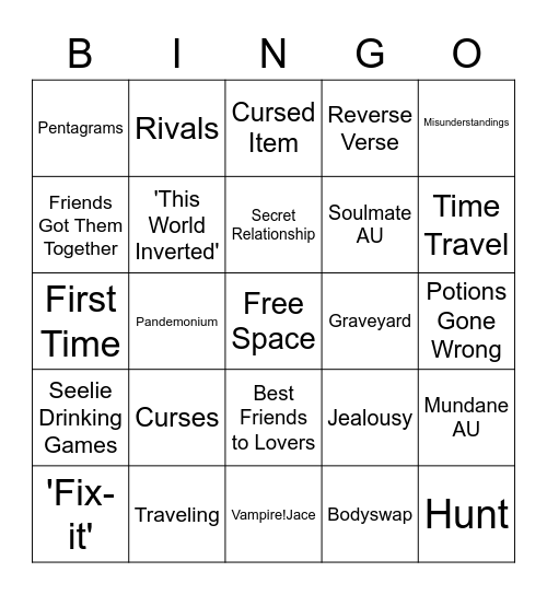 Shadowhunters Bingo Card