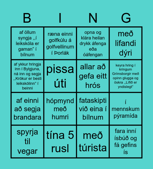 KRÓKS BINGÓ Bingo Card
