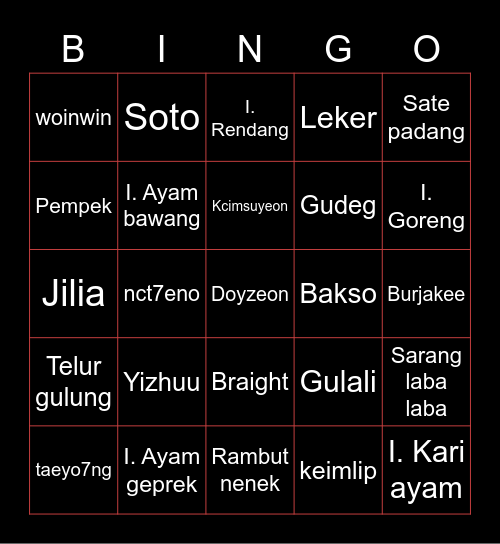 Gallarist - Woinwin Bingo Card
