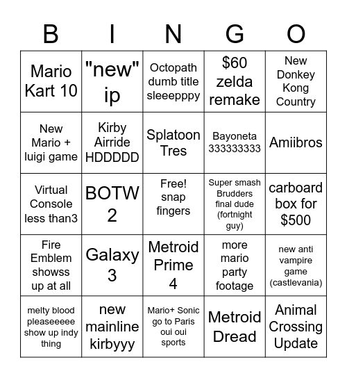 disappointment machine Bingo Card