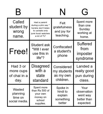 Never Have I Ever Bingo Card