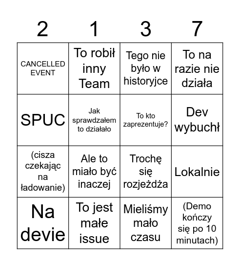 Dev Bingo Card