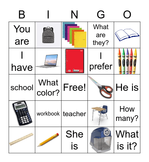 La escuela Bingo Card