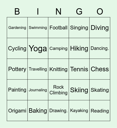 BINGO! Bingo Card