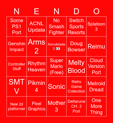NENDO DECTO 333 Bingo Card