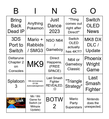 Nintendo Direct 9/23/2021 Bingo Card