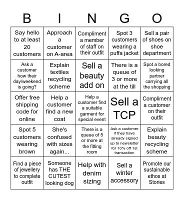 WEHEY! CUSTOMER SERVICE FOCUS wknd Bingo Card