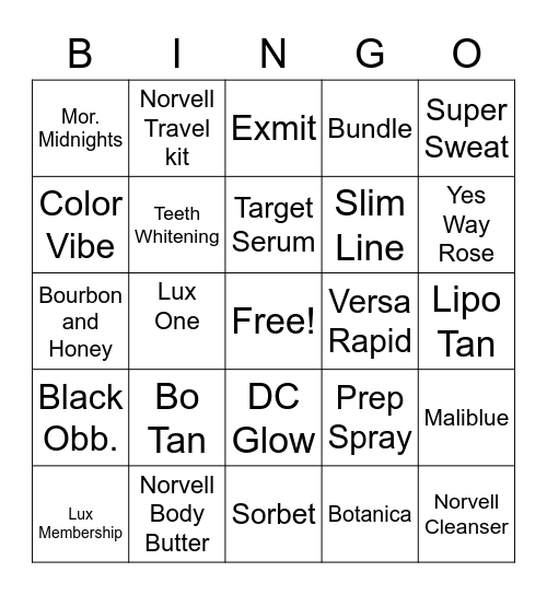 Product  Bingo Card