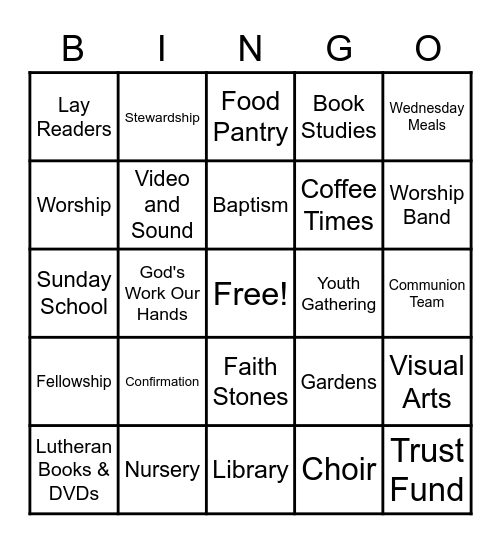 Ministry Scavenger Hunt Bingo Card