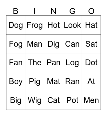 My Sight Words Bingo Card
