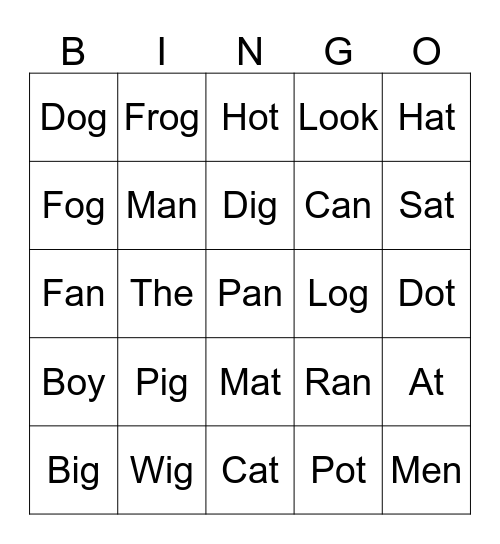 My Sight Words Bingo Card