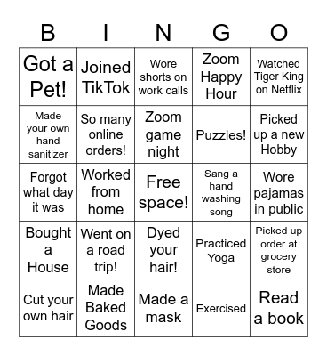 PANDEMIC BINGO Card