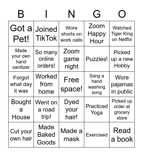 PANDEMIC BINGO Card