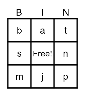 Letter Sounds Bingo Card