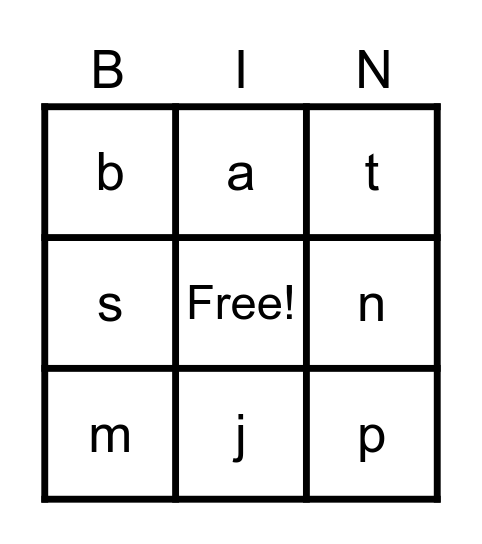 Letter Sounds Bingo Card