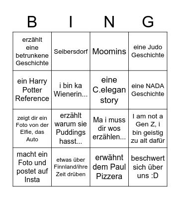 Judo Julia's Party goes Bingo Card