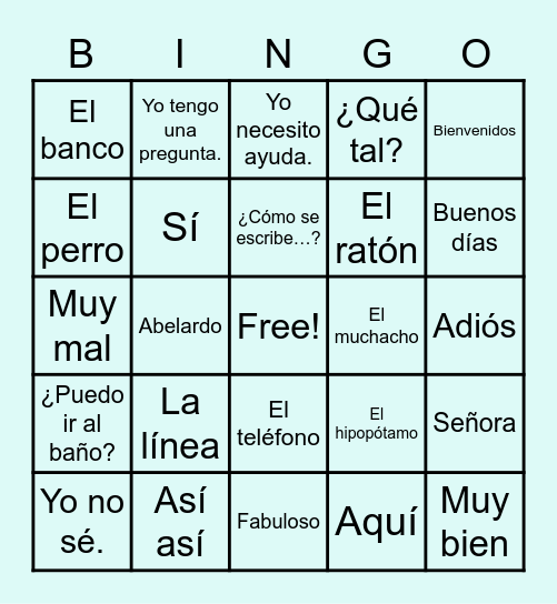 Spanish 9 Bingo Card