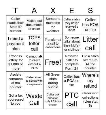 Life of a TPA Agent Bingo Card
