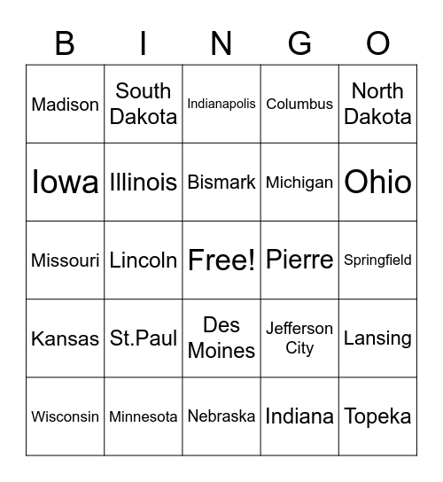 Midwest Bingo Card