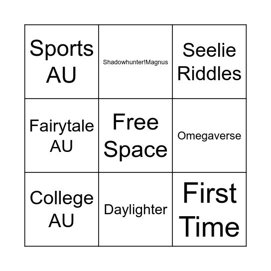 Shadowhunter Bingo Season 3 Bingo Card