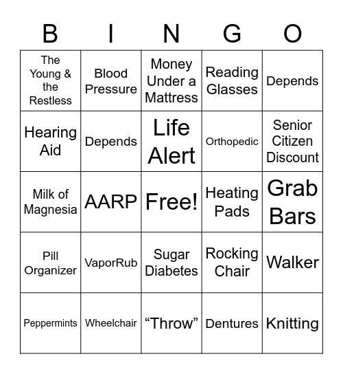 Senior Citizens Day Bingo Card