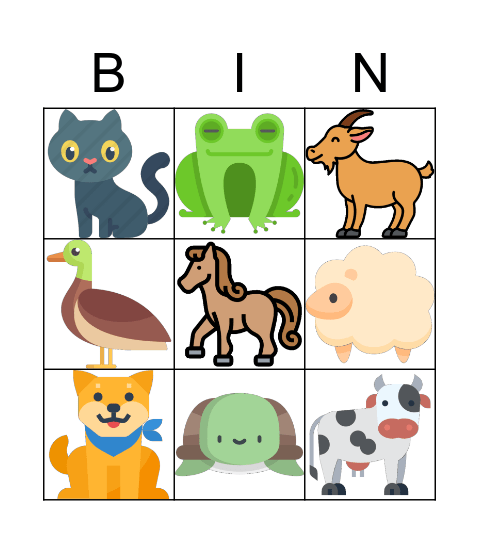 ANIMALS Bingo Card