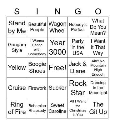 SINGO Bingo Card