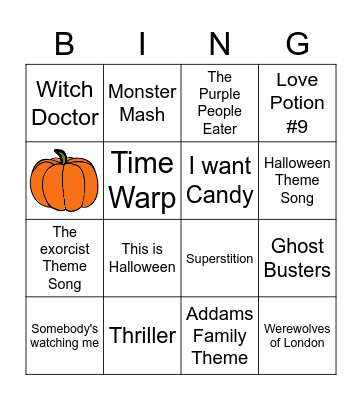 Spooky Tunes Bingo Card