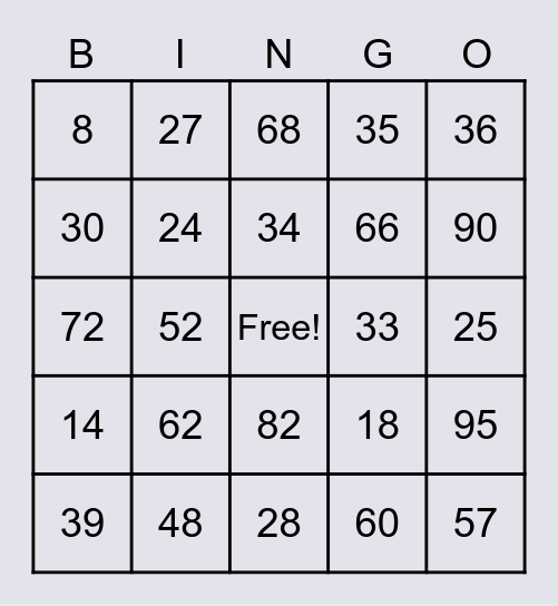 Composite number BINGO Card