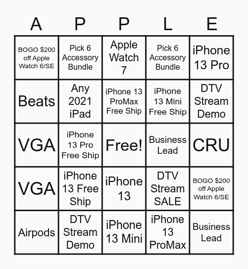 iPhone 13 Launch Bingo Card