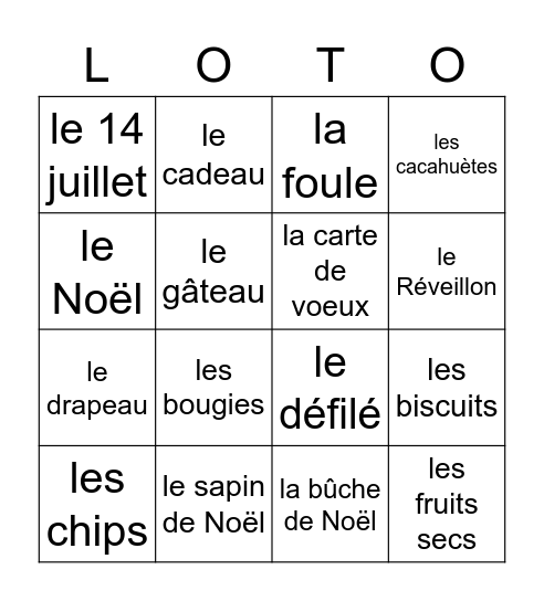 Loto Bingo Card