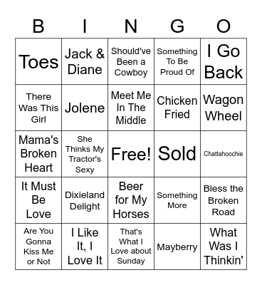 Country 24 Bingo Card