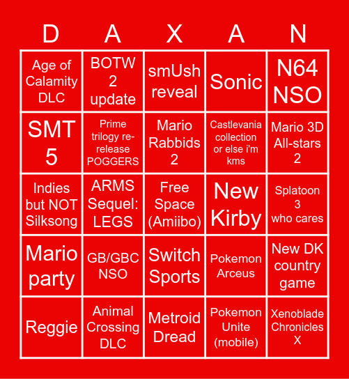 SEPTEMBER NINTENDO DIRECT BINGO Card