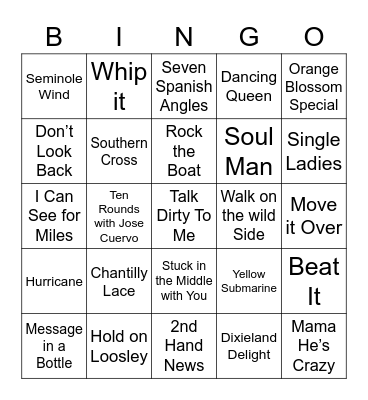 Music Bingo 10 Bingo Card