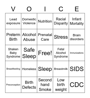 COMMUNITY VOICE Bingo Card
