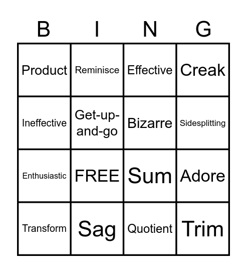 VOCAB W 1-2 Bingo Card