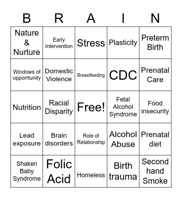 factors impacting brain development Bingo Card