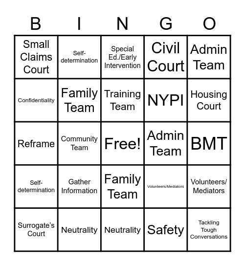 Virtual Happy Hour Bingo Card