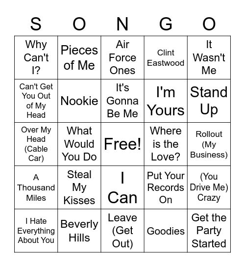 Now That's What I Call // BBS 2 Bingo Card