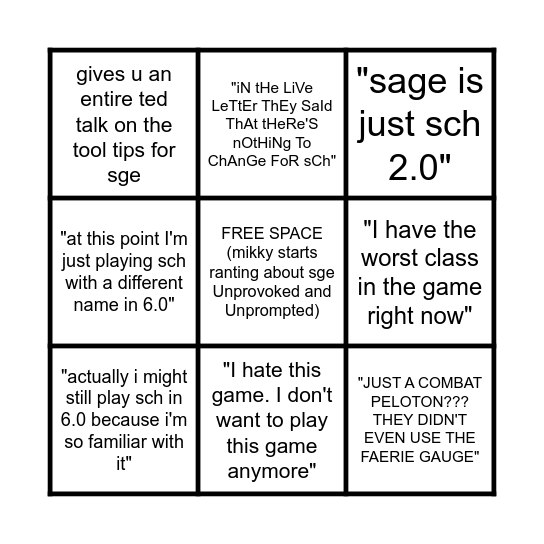 mikky's malding about scholar again! Bingo Card