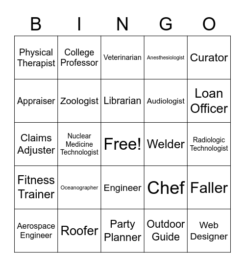 Career Bingo Card